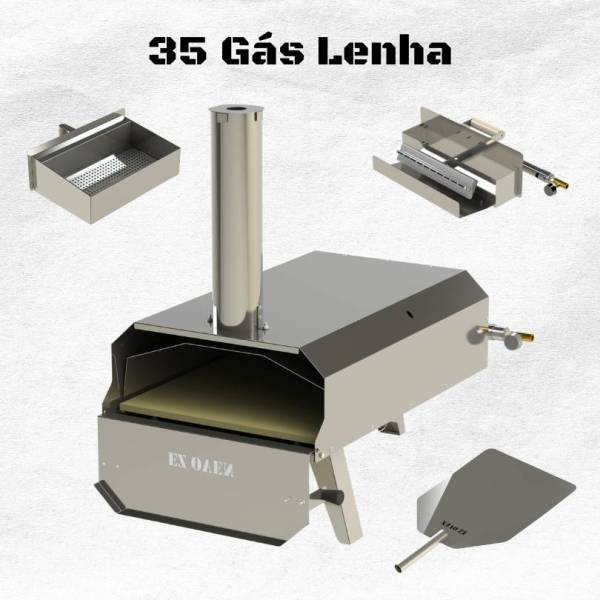 EZ Oven 35 Gás Lenha - GLP Alta Pressão + Pá de Montagem Inox