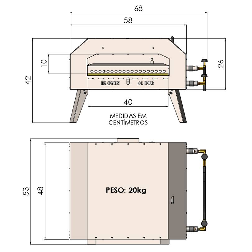 EZ Oven 40 Duo Gás - GLP Baixa Pressão + Pá de Montagem Inox - Image 9